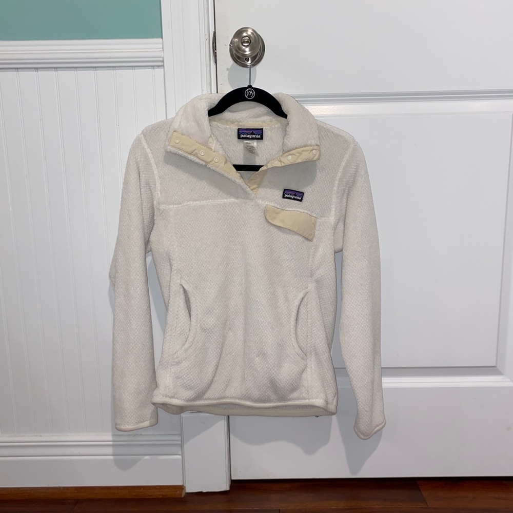 Patagonia White Retool Fuzzy Quarter-Zip